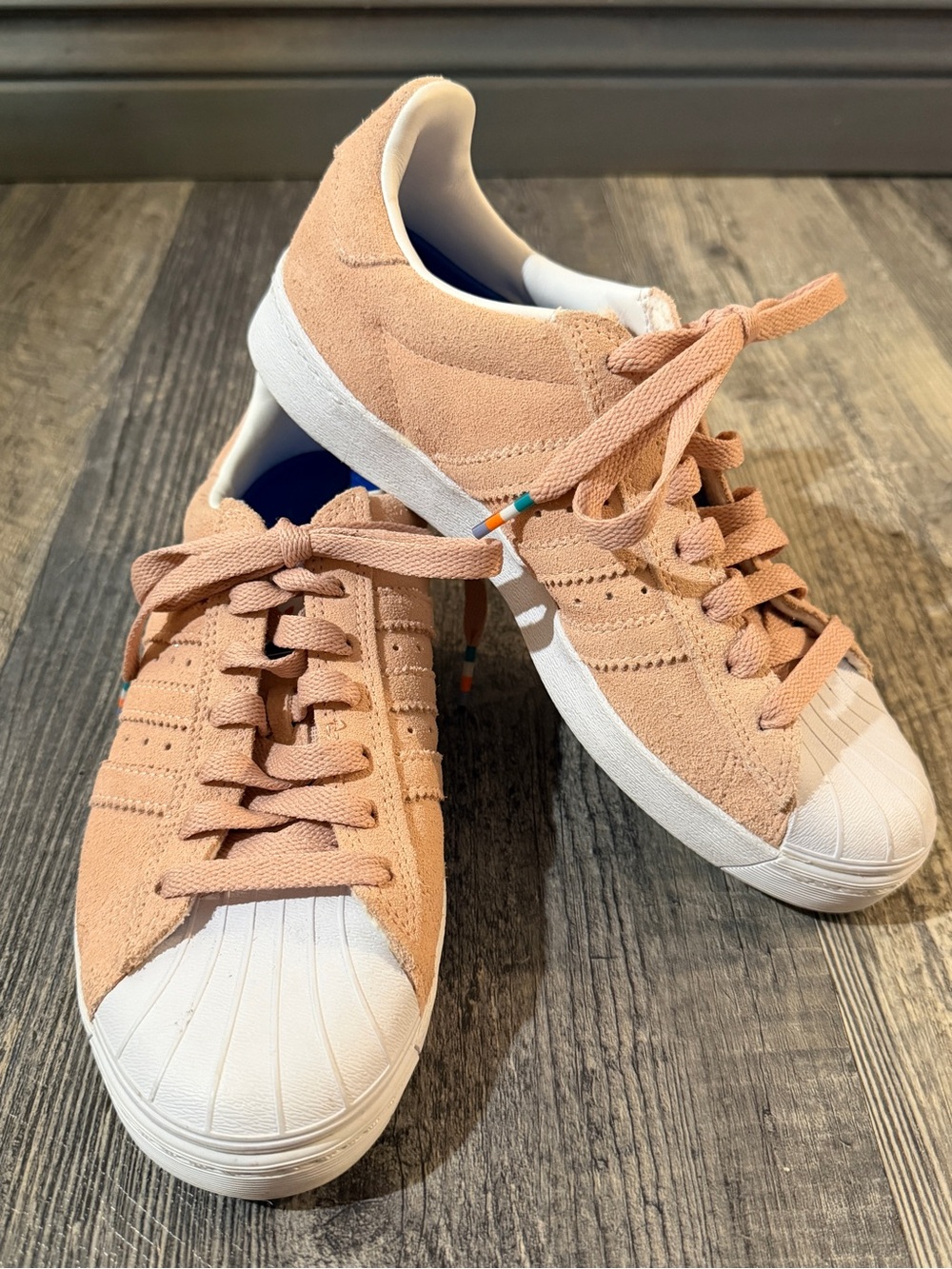 Adidas Originals Skateboarding Superstar Suede Sneakers Peach Pink men’s 4.5